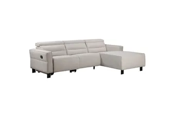 Reclinersoffa med hörn Loft24 Hörnsoffa Loft24 Carpari med manuell recliner White Right-faced Belfast fabric - Möbler - Vardagsrum - Soffor - Reclinersoffor & Biosoffor