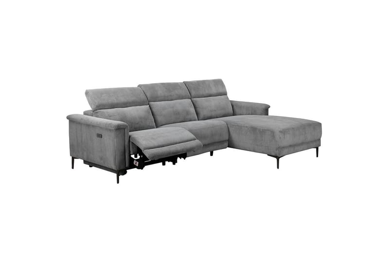 Reclinersoffa med hörn Loft24 Hörnsoffa Loft24 Lund med elektrisk recliner Grey Right-faced - Möbler - Vardagsrum - Soffor - Reclinersoffor & Biosoffor