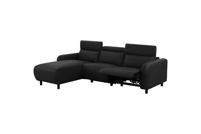Reclinersoffa med hörn Loft24 Skaane Reclinersoffa 3-sits Black Artificial leather - Möbler - Vardagsrum - Soffor - Reclinersoffor & Biosoffor