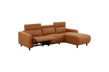Reclinersoffa med hörn Loft24 Skaane Reclinersoffa 3-sits Brown Artificial leather - Möbler - Vardagsrum - Soffor - Reclinersoffor & Biosoffor