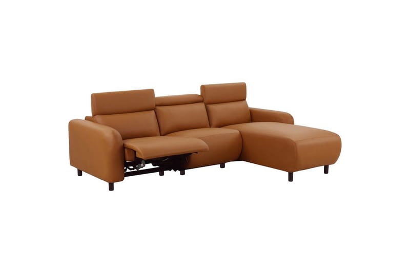 Reclinersoffa med hörn Loft24 Skaane Reclinersoffa 3-sits Brown Artificial leather - Möbler - Vardagsrum - Soffor - Reclinersoffor & Biosoffor