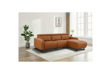 Reclinersoffa med hörn Loft24 Skaane Reclinersoffa 3-sits Brown Artificial leather - Möbler - Vardagsrum - Soffor - Reclinersoffor & Biosoffor