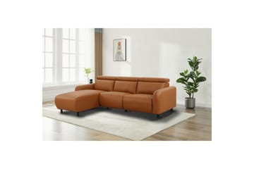 Reclinersoffa med hörn Loft24 Skaane Reclinersoffa 3-sits Brun Konstläder - Möbler - Vardagsrum - Soffor - Reclinersoffor & Biosoffor