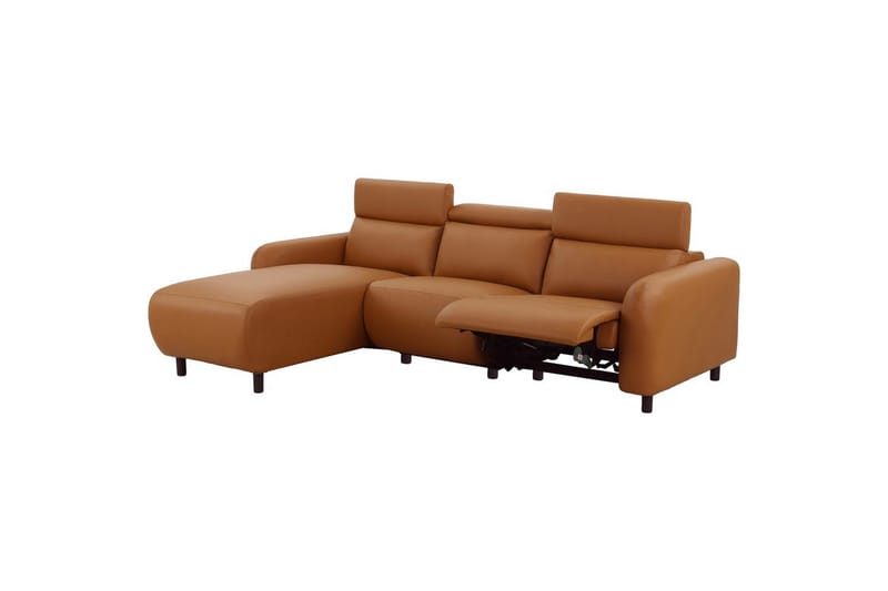 Reclinersoffa med hörn Loft24 Skaane Reclinersoffa 3-sits Brun Konstläder - Möbler - Vardagsrum - Soffor - Reclinersoffor & Biosoffor