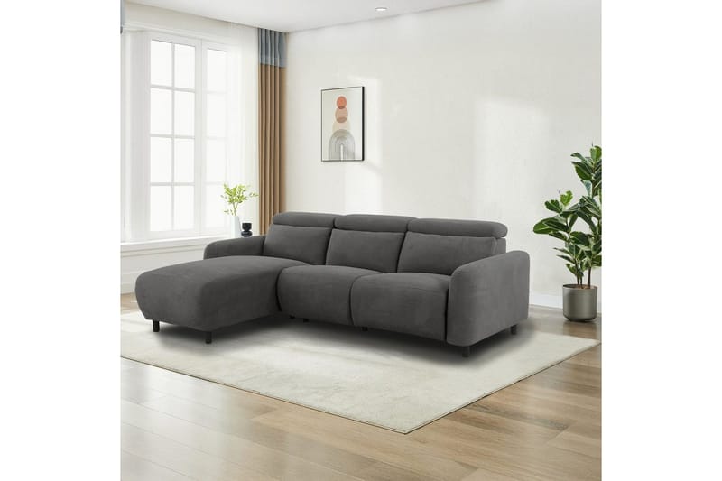 Reclinersoffa med hörn Loft24 Skaane Reclinersoffa 3-sits Grå Höger Manchester - Möbler - Vardagsrum - Soffor - Reclinersoffor & Biosoffor