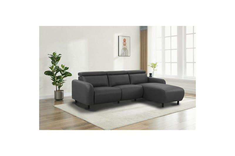 Reclinersoffa med hörn Loft24 Skaane Reclinersoffa 3-sits Grey1 Artificial leather - Möbler - Vardagsrum - Soffor - Reclinersoffor & Biosoffor
