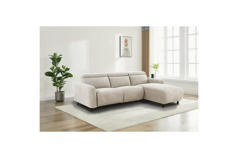 Reclinersoffa med hörn Loft24 Skaane Reclinersoffa 3-sits Vit Höger Manchester - Möbler - Vardagsrum - Soffor - Reclinersoffor & Biosoffor