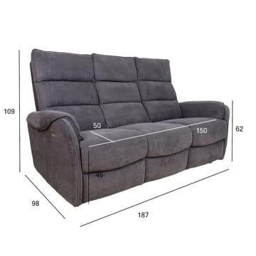 Reclinersoffa Mörvik 3-sits med elektrisk mekanism - blågrå - Möbler - Vardagsrum - Soffor - Reclinersoffor & Biosoffor
