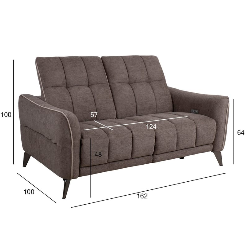 Reclinersoffa Nordan 2-sits elektrisk - ljusbrun med beige passpoal - Möbler - Vardagsrum - Soffor - Reclinersoffor & Biosoffor