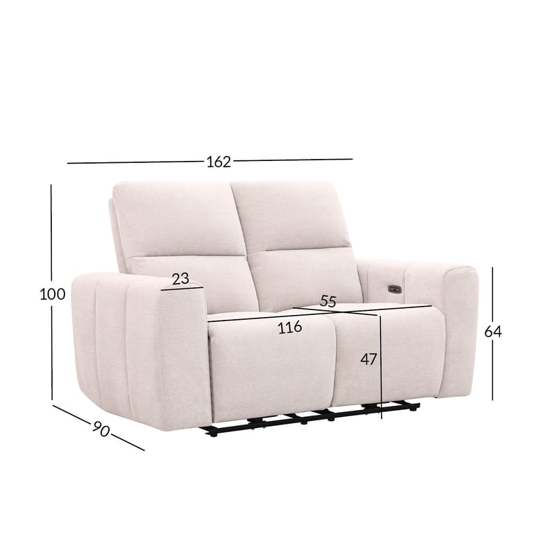 Reclinersoffa Ödmark 2-sits med elektrisk mekanism - ljusbeige - Möbler - Vardagsrum - Soffor - Reclinersoffor & Biosoffor