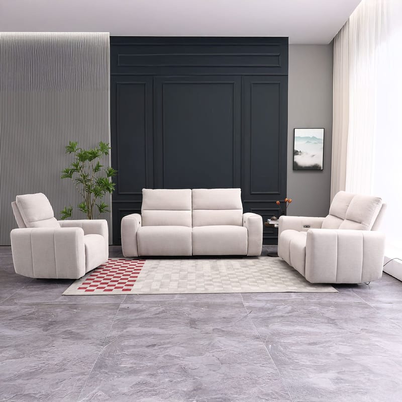 Reclinersoffa Ödmark 3-sits med elektrisk mekanism - ljusbeige - Möbler - Vardagsrum - Soffor - Reclinersoffor & Biosoffor
