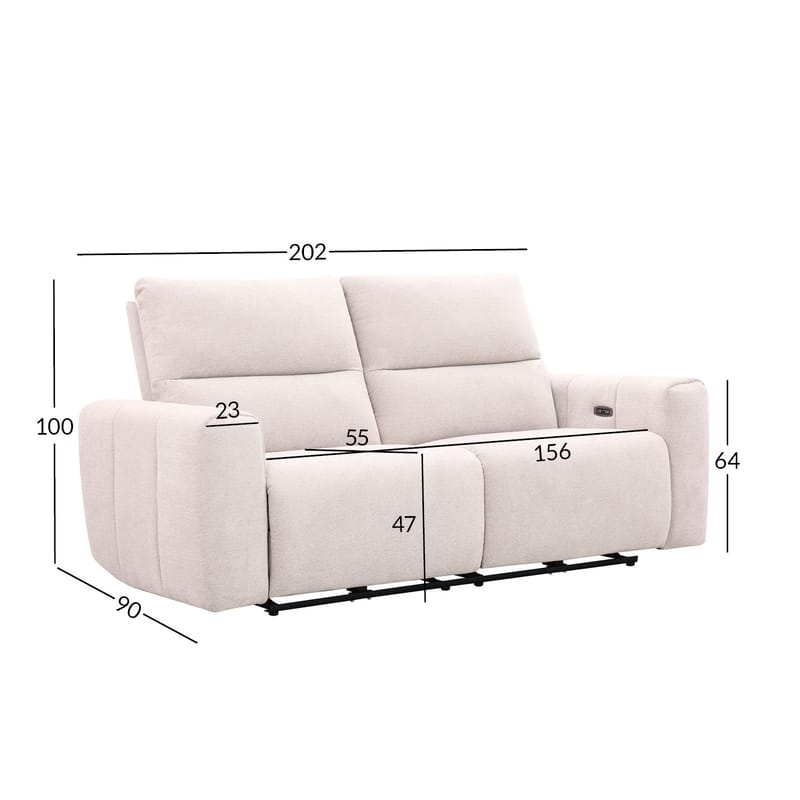 Reclinersoffa Ödmark 3-sits med elektrisk mekanism - ljusbeige - Möbler - Vardagsrum - Soffor - Reclinersoffor & Biosoffor