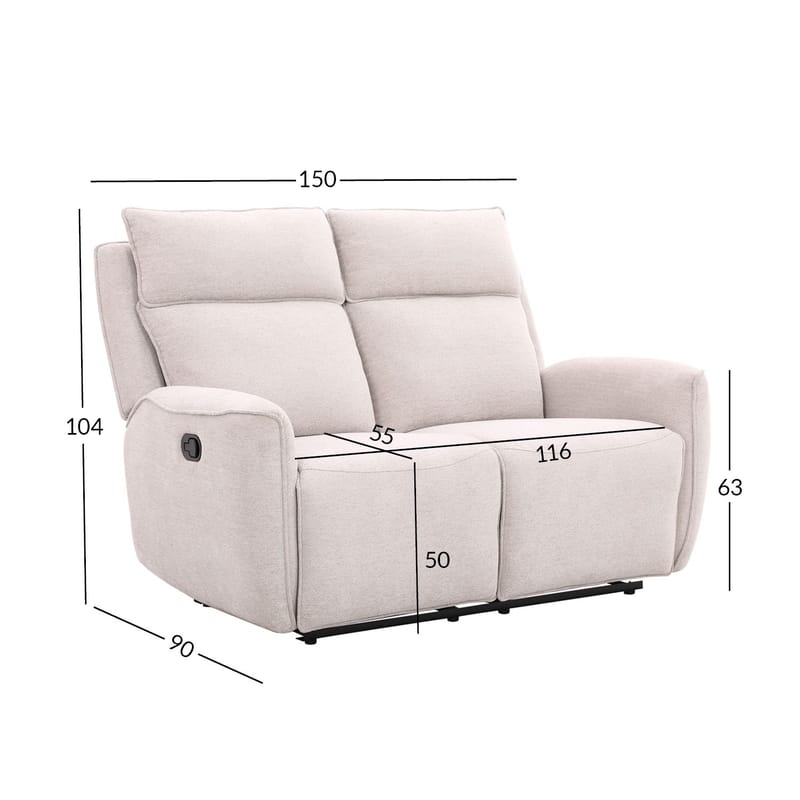 Reclinersoffa Östvik 2-sits med manuell mekanism - beige - Möbler - Vardagsrum - Soffor - Reclinersoffor & Biosoffor