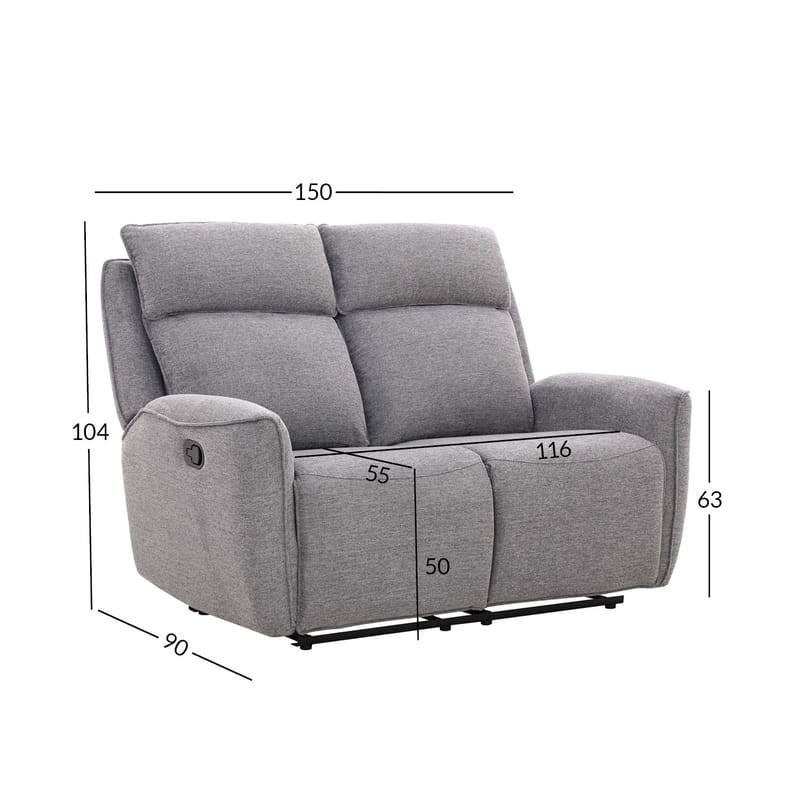 Reclinersoffa Östvik 2-sits med manuell mekanism - grå - Möbler - Vardagsrum - Soffor - Reclinersoffor & Biosoffor
