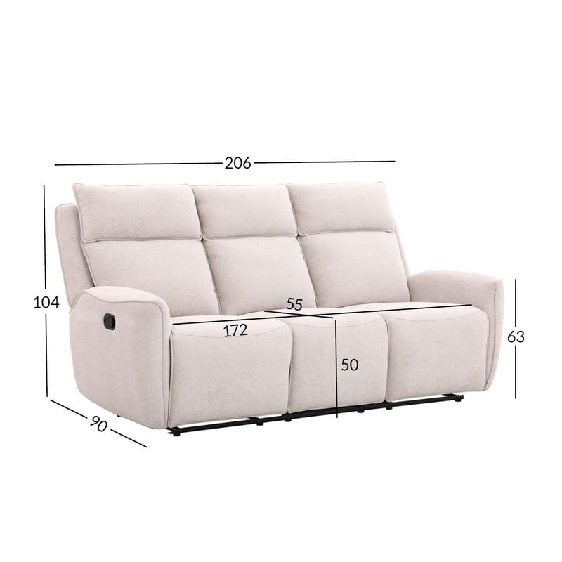 Reclinersoffa Östvik 3-sits med manuell mekanism - beige - Möbler - Vardagsrum - Soffor - Reclinersoffor & Biosoffor