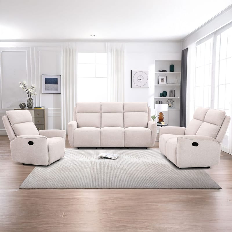 Reclinersoffa Östvik 3-sits med manuell mekanism - beige - Möbler - Vardagsrum - Soffor - Reclinersoffor & Biosoffor
