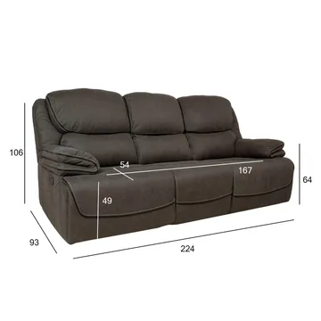 Reclinersoffa Sälmar 3-sits med manuell mekanism - grå - Möbler - Vardagsrum - Soffor - Reclinersoffor & Biosoffor