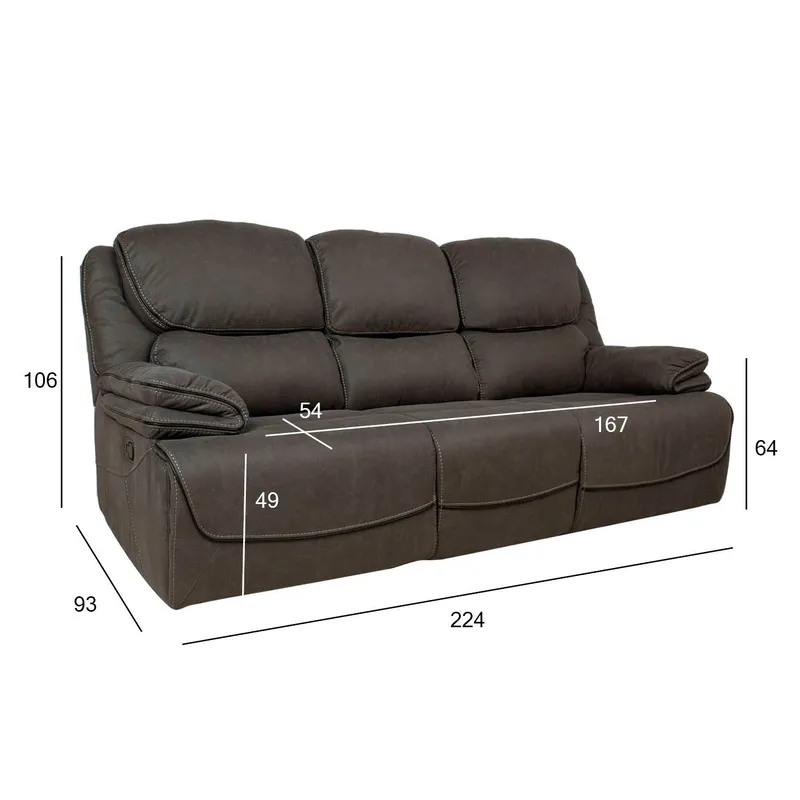 Reclinersoffa Sälmar 3-sits med manuell mekanism - grå - Möbler - Vardagsrum - Soffor - Reclinersoffor & Biosoffor