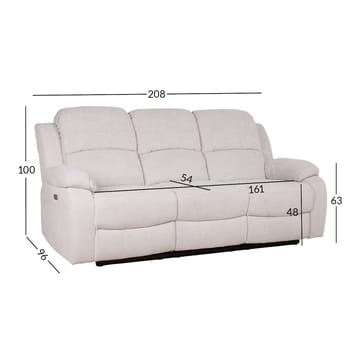 Reclinersoffa Tränor 3-sits med elektrisk mekanism - naturvit - Möbler - Vardagsrum - Soffor - Reclinersoffor & Biosoffor