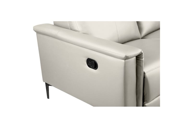 Reclinersoffa utan hörn Loft24 2-sitssoffa Lund Kräm, Läder/PU, Manuell vilstol Cream White - Möbler - Vardagsrum - Soffor - Reclinersoffor & Biosoffor