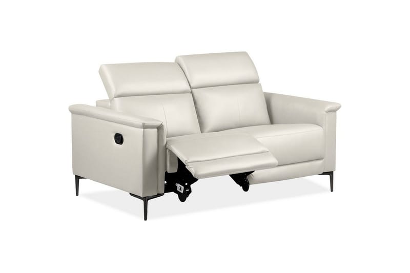 Reclinersoffa utan hörn Loft24 2-sitssoffa Lund Kräm, Läder/PU, Manuell vilstol Cream White - Möbler - Vardagsrum - Soffor - Reclinersoffor & Biosoffor