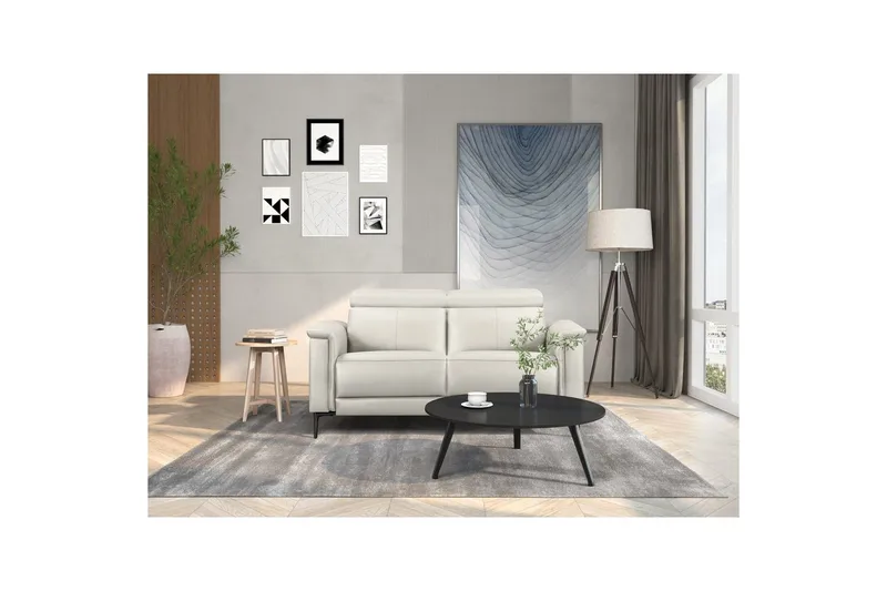 Reclinersoffa utan hörn Loft24 2-sitssoffa Lund Kräm, Läder/PU, Manuell vilstol Cream White - Möbler - Vardagsrum - Soffor - Reclinersoffor & Biosoffor