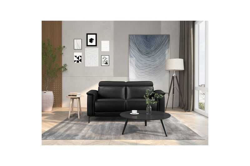 Reclinersoffa utan hörn Loft24 2-sitssoffa Lund Svart, Läder/PU, Elektrisk vilstol Svart, Graphite Grey - Möbler - Vardagsrum - Soffor - Reclinersoffor & Biosoffor