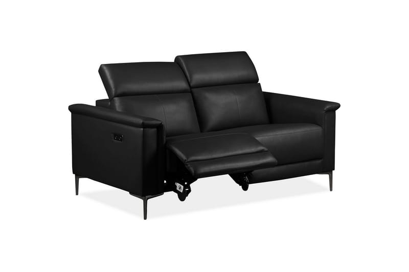 Reclinersoffa utan hörn Loft24 2-sitssoffa Lund Svart, Läder/PU, Elektrisk vilstol Svart, Graphite Grey - Möbler - Vardagsrum - Soffor - Reclinersoffor & Biosoffor