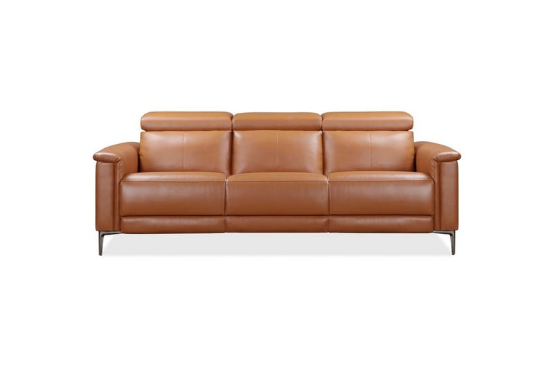 Reclinersoffa utan hörn Loft24 3-sitssoffa Lund Cognac Brun,Grå - Möbler - Vardagsrum - Soffor - Reclinersoffor & Biosoffor