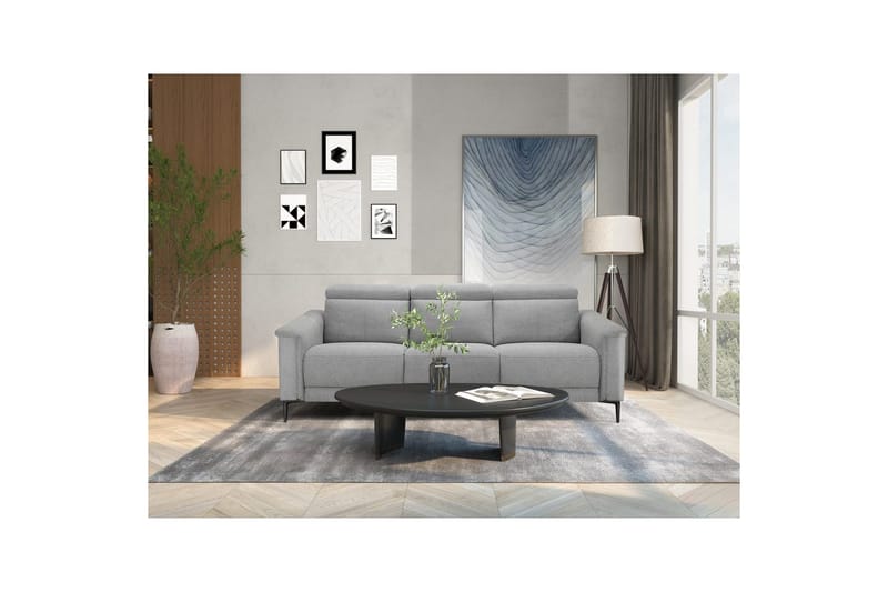 Reclinersoffa utan hörn Loft24 3-sitssoffa Lund Cognac Ljusgrå - Möbler - Vardagsrum - Soffor - Reclinersoffor & Biosoffor