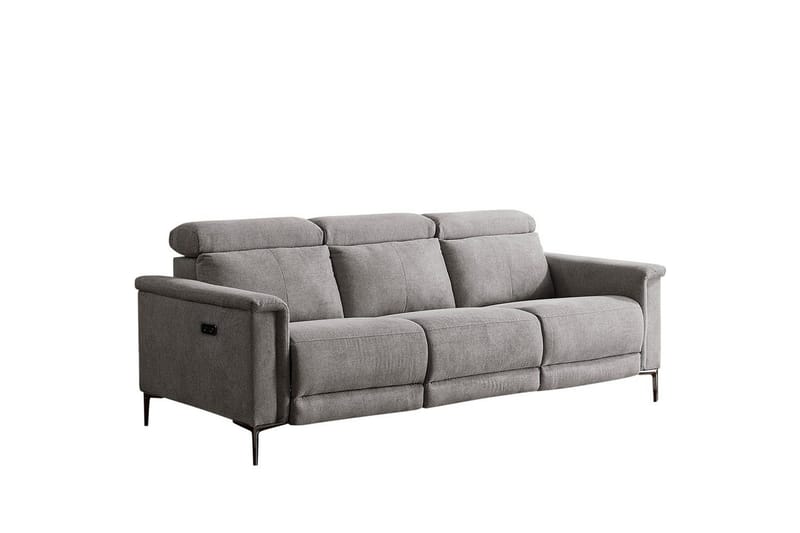Reclinersoffa utan hörn Loft24 3-sitssoffa Lund Cognac Ljusgrå