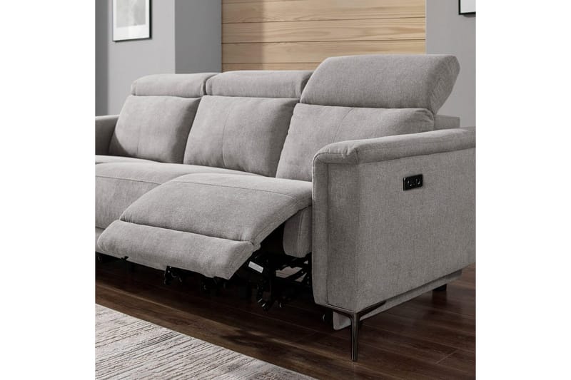 Reclinersoffa utan hörn Loft24 3-sitssoffa Lund Cognac Ljusgrå - Möbler - Vardagsrum - Soffor - Reclinersoffor & Biosoffor