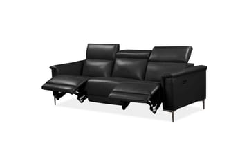 Reclinersoffa utan hörn Loft24 3-sitssoffa Lund Cognac Svart - Möbler - Vardagsrum - Soffor - Reclinersoffor & Biosoffor