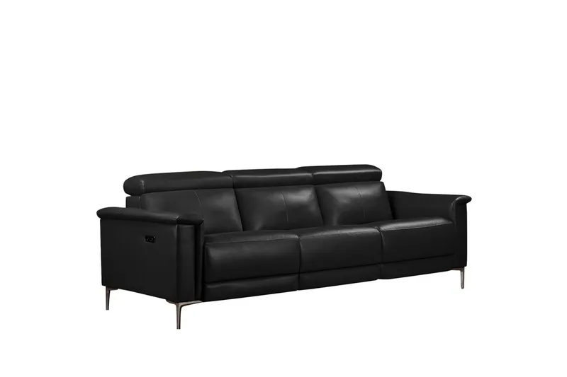 Reclinersoffa utan hörn Loft24 3-sitssoffa Lund Cognac Svart