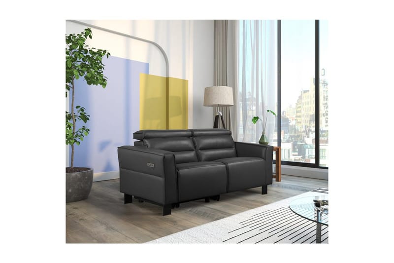 Reclinersoffa utan hörn Loft24 Carpari Reclinersoffa 2-sits Black Artificial leather - Möbler - Vardagsrum - Soffor - Reclinersoffor & Biosoffor