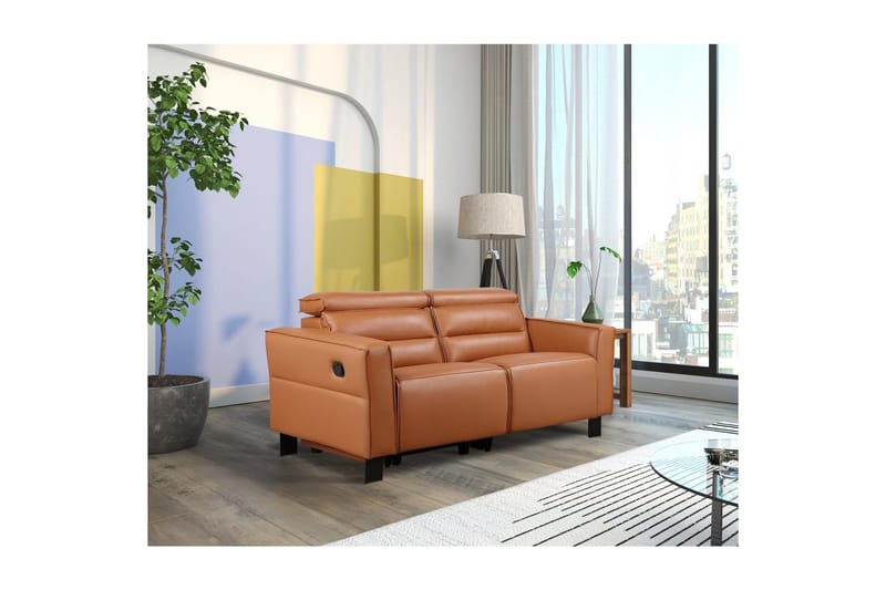 Reclinersoffa utan hörn Loft24 Carpari Reclinersoffa 2-sits Brown Belfast fabric - Möbler - Vardagsrum - Soffor - Reclinersoffor & Biosoffor