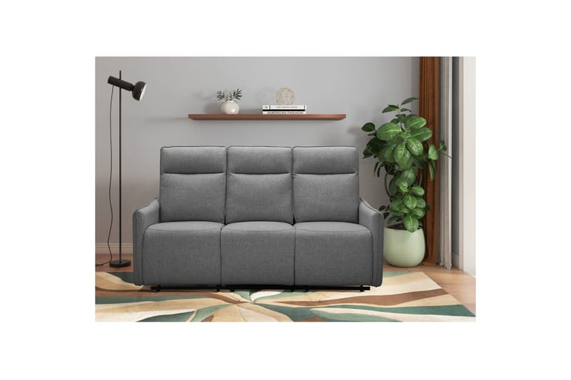 Reclinersoffa utan hörn Loft24 Lugo Reclinersoffa 3-sits Grey 100% polyester - Möbler - Vardagsrum - Soffor - Reclinersoffor & Biosoffor
