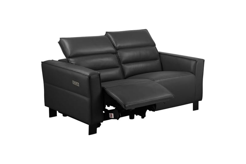 Reclinersoffa utan hörn Loft24 Soffa 2-sits Loft24 Carpari med Elektrisk Fällbart Fotstöd Black Artificial leather - Möbler - Vardagsrum - Soffor - Skinnsoffor