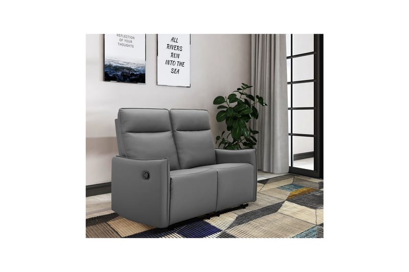 Reclinersoffa utan hörn Loft24 Soffa 2-sits Loft24 Lugo Grey Artificial leather - Möbler - Vardagsrum - Soffor - Reclinersoffor & Biosoffor