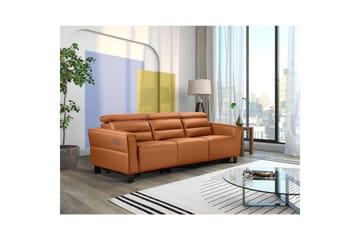 Reclinersoffa utan hörn Loft24 Soffa 3-sits Loft24 Carpari med 2 elektriska recliners Brown Artificial leather - Möbler - Vardagsrum - Soffor - Reclinersoffor & Biosoffor