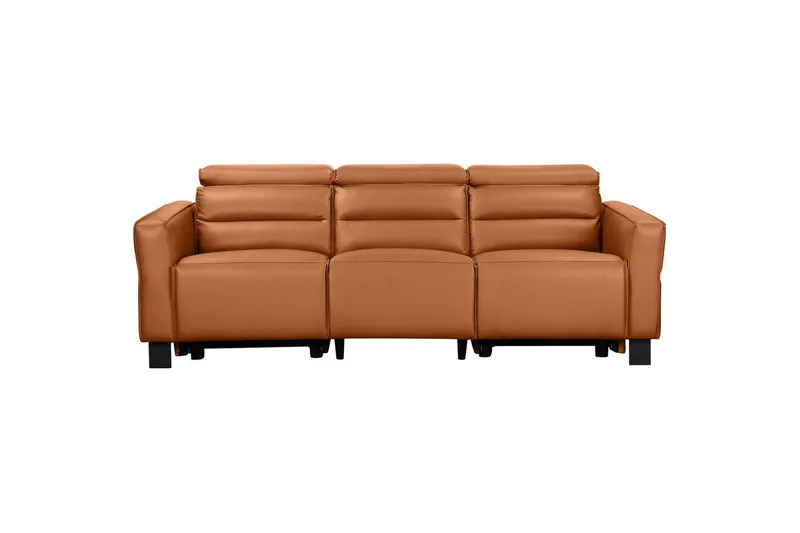 Reclinersoffa utan hörn Loft24 Soffa 3-sits Loft24 Carpari med 2 elektriska recliners Brown Artificial leather
