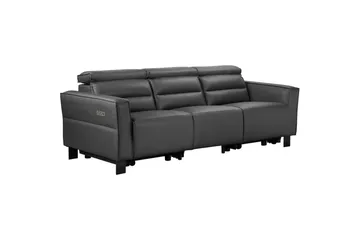 Reclinersoffa utan hörn Loft24 Soffa 3-sits Loft24 Carpari med 2 elektriska recliners Grey Artificial leather - Möbler - Vardagsrum - Soffor - Reclinersoffor & Biosoffor