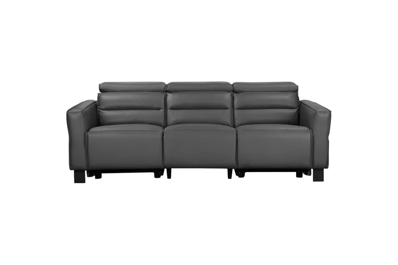 Reclinersoffa utan hörn Loft24 Soffa 3-sits Loft24 Carpari med 2 elektriska recliners Grey Artificial leather