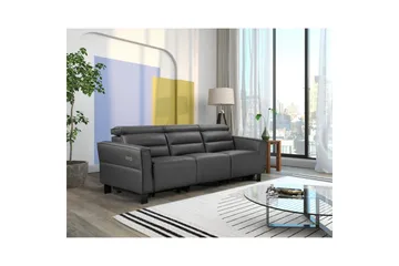 Reclinersoffa utan hörn Loft24 Soffa 3-sits Loft24 Carpari med 2 elektriska recliners Grey Artificial leather - Möbler - Vardagsrum - Soffor - Reclinersoffor & Biosoffor
