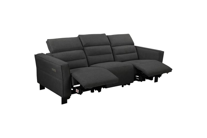 Reclinersoffa utan hörn Loft24 Soffa 3-sits Loft24 Carpari med 2 elektriska recliners Grey Belfast fabric - Möbler - Vardagsrum - Soffor - Reclinersoffor & Biosoffor
