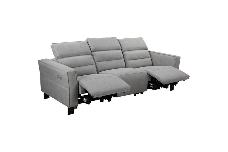 Reclinersoffa utan hörn Loft24 Soffa 3-sits Loft24 Carpari med 2 elektriska recliners Grey1 Belfast fabric - Möbler - Vardagsrum - Soffor - Reclinersoffor & Biosoffor