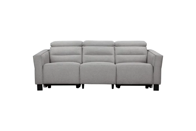 Reclinersoffa utan hörn Loft24 Soffa 3-sits Loft24 Carpari med 2 elektriska recliners Grey1 Belfast fabric