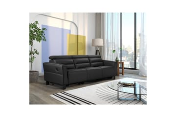 Reclinersoffa utan hörn Loft24 Soffa 3-sits Loft24 Carpari med 2 Manuella Fällbara Fotstöd Black Belfast fabric - Möbler - Vardagsrum - Soffor - Reclinersoffor & Biosoffor