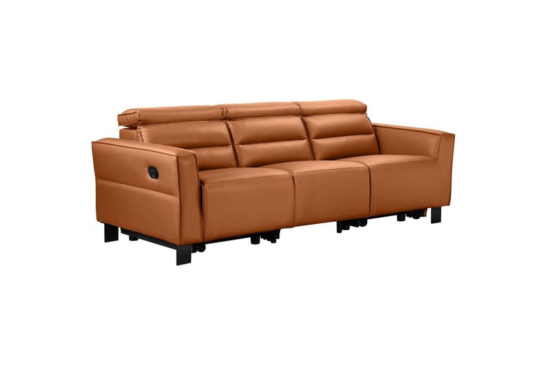 Reclinersoffa utan hörn Loft24 Soffa 3-sits Loft24 Carpari med 2 Manuella Fällbara Fotstöd Brown Artificial leather - Möbler - Vardagsrum - Soffor - Skinnsoffor