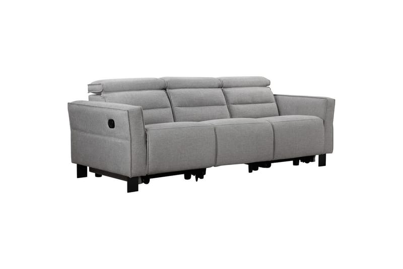 Reclinersoffa utan hörn Loft24 Soffa 3-sits Loft24 Carpari med 2 Manuella Fällbara Fotstöd Grey1 Belfast fabric - Möbler - Vardagsrum - Soffor - Reclinersoffor & Biosoffor